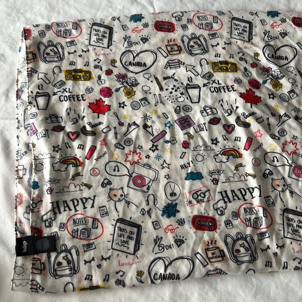 Indigo printed circle scarf OS